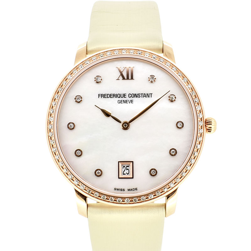 フレデリック・コンスタント　FREDERIQUE CONSTANT　スリムライン　FC-220MPW4SD34　ベゼル/10Pダイヤ　37mm　クォーツ　ホワイトシェル　未使用品