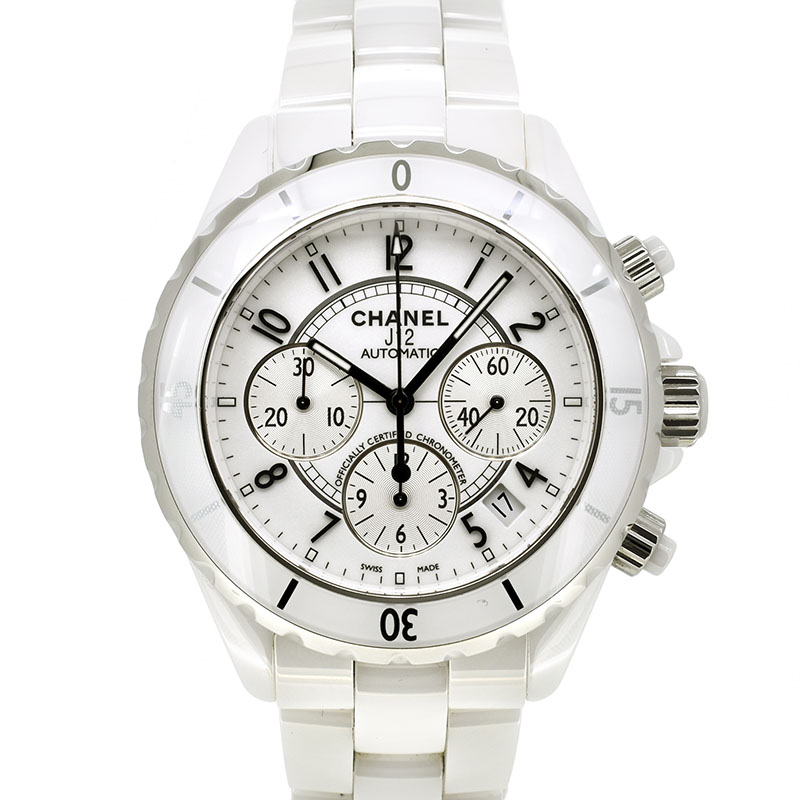 シャネル　CHANEL　J12　クロノグラフ　H1007　ホワイトセラミック　メンズ　41mm　USED　中古