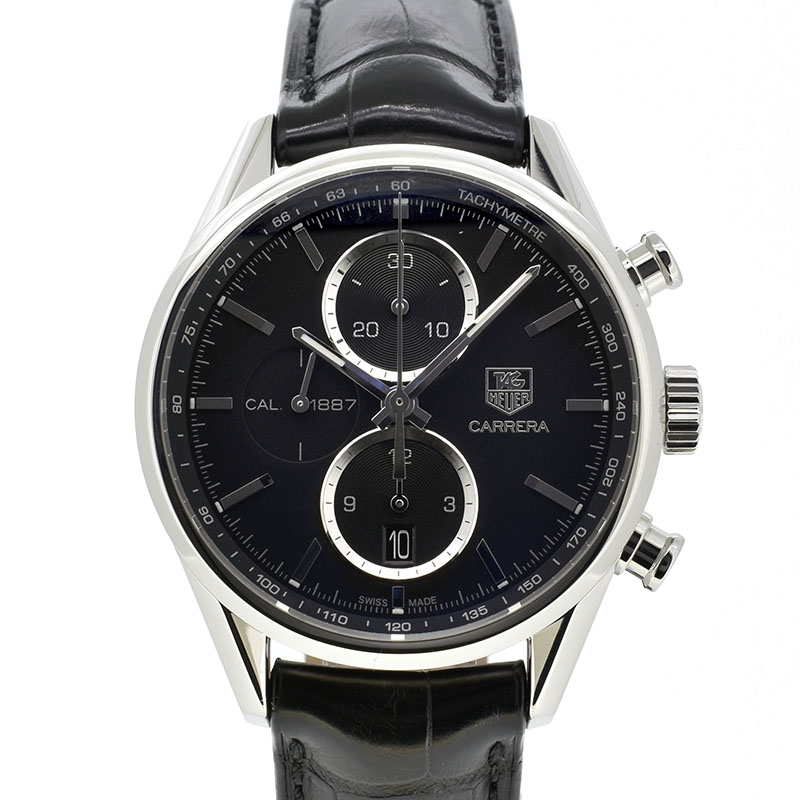タグホイヤー　TAG HEUER　カレラクロノ　キャリバー1887　CAR2110.FC6266　41mm　SS　ブラック　革ベルト　USED　中古