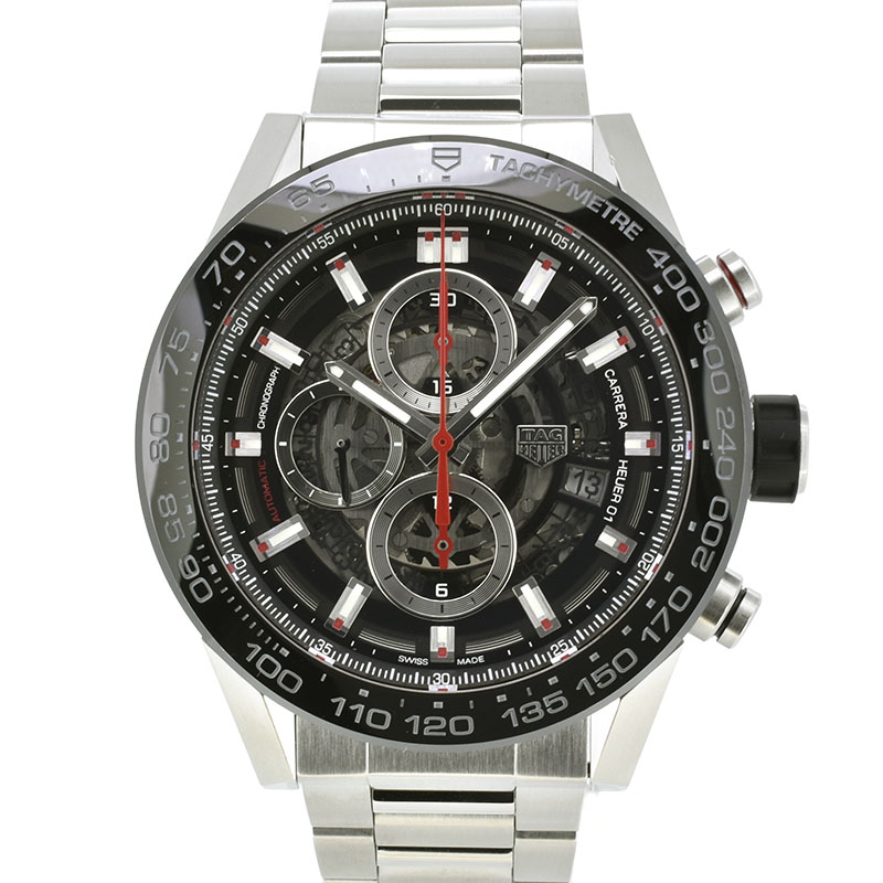 タグホイヤー　TAG HEUER　カレラ クロノグラフ キャリバー ホイヤー01 ブラック　CAR2A1W.BA0703　45mm　USED　中古