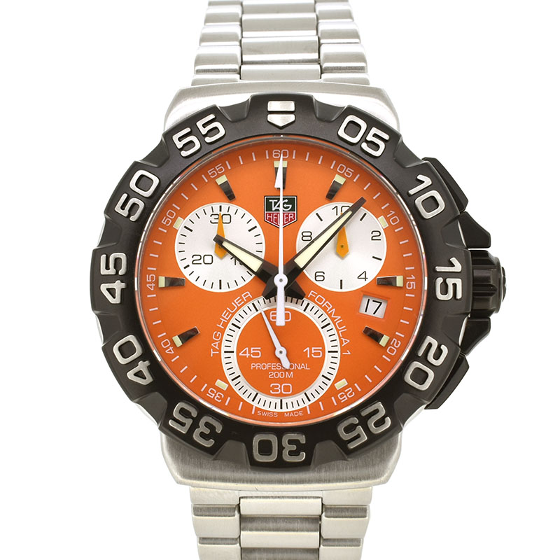 タグホイヤー　TAG HEUER　フォーミュラ1　クロノグラフ　CAH1113.BA0850　クォーツ　オレンジ　41mm　USED　中古