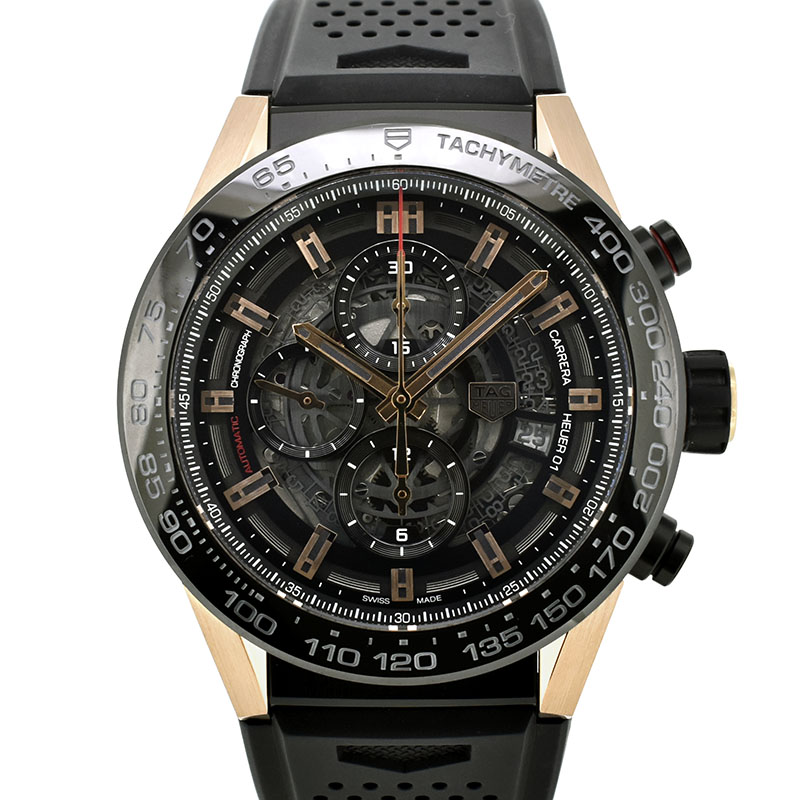 タグホイヤー　TAG HEUER　カレラ クロノグラフ キャリバー ホイヤー01　CAR2A5A.FT6044　ブラック　ラバー　45mm　USED　中古