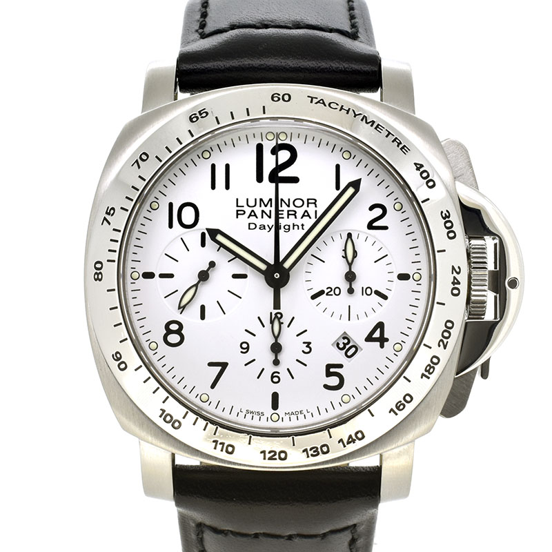 パネライ　PANERAI　ルミノール クロノグラフ デイライト　PAM00188　ホワイト　革ベルト　44mm　USED　中古