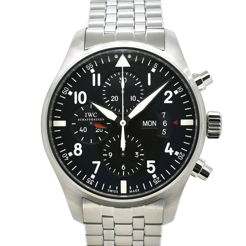 IWC　パイロットウォッチ クロノグラフ　IW377704　デイデイト　ブラック　43mm　USED　中古