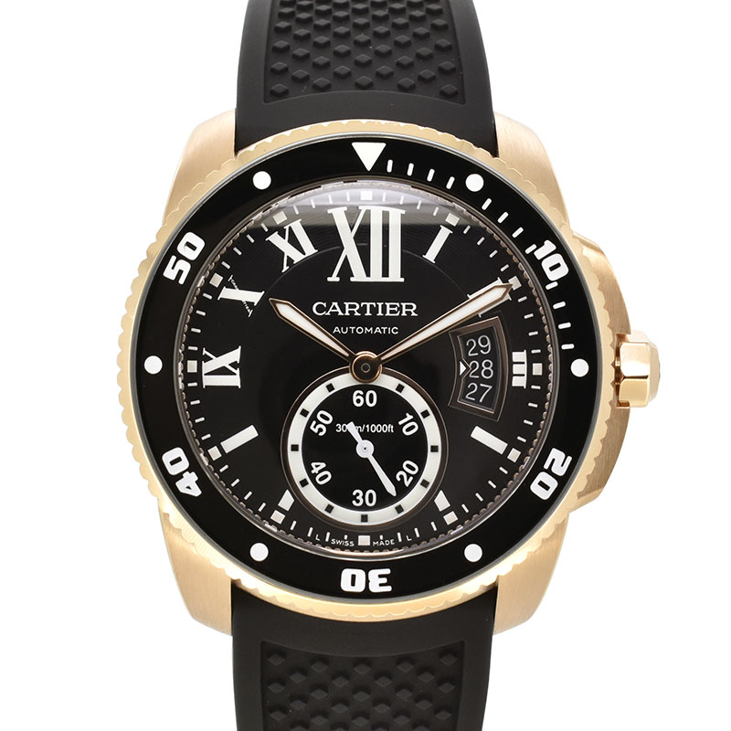 カルティエ　CARTIER　カリブル ドゥ カルティエ ダイバー　W7100052  ピンクゴールド　ブラック　42mm　USED　中古