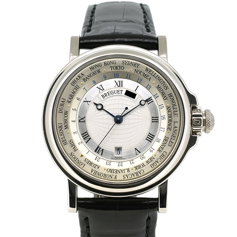 ブレゲ　BREGUET　マリーン デュオタイマー　3700BB/12/9V6　38mm　18KWG　シルバー　USED　中古