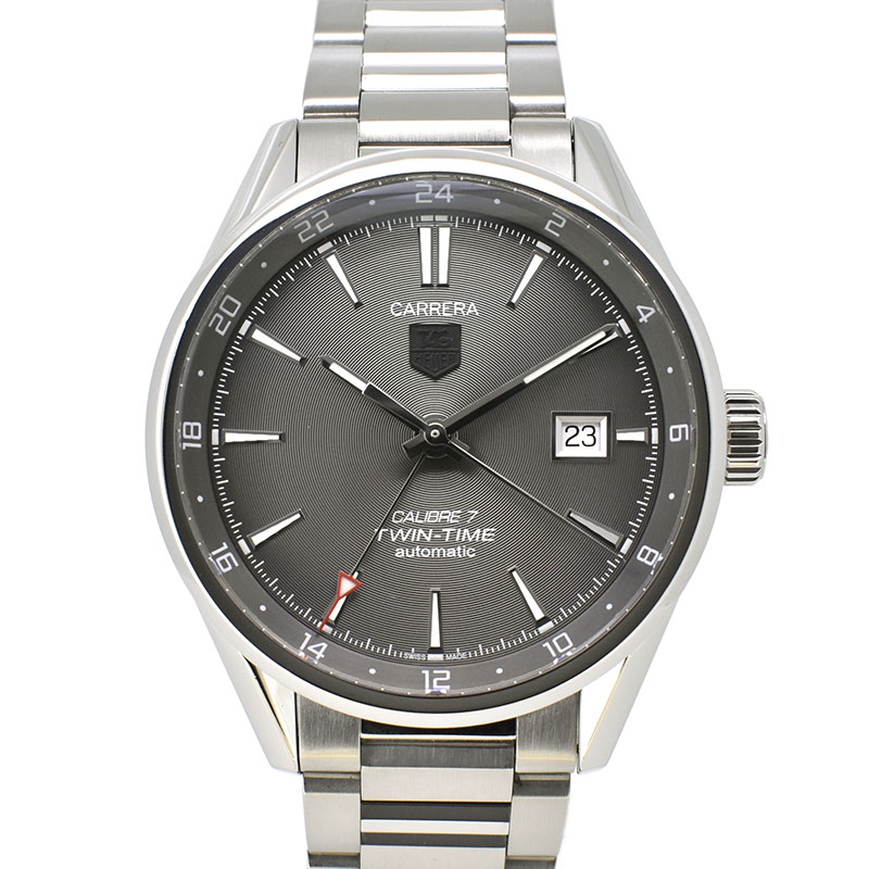 タグホイヤー　TAG HEUER　カレラ ツインタイム　WAR2012.BA0723　キャリバー7　SS　グレー　41mm　USED　中古