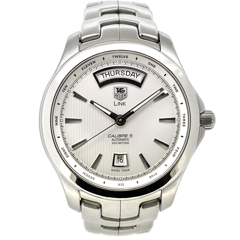 タグホイヤー　TAG HEUER　リンク キャリバー5 デイデイト　WJF2011.BA0592　シルバー　42mm　USED　中古