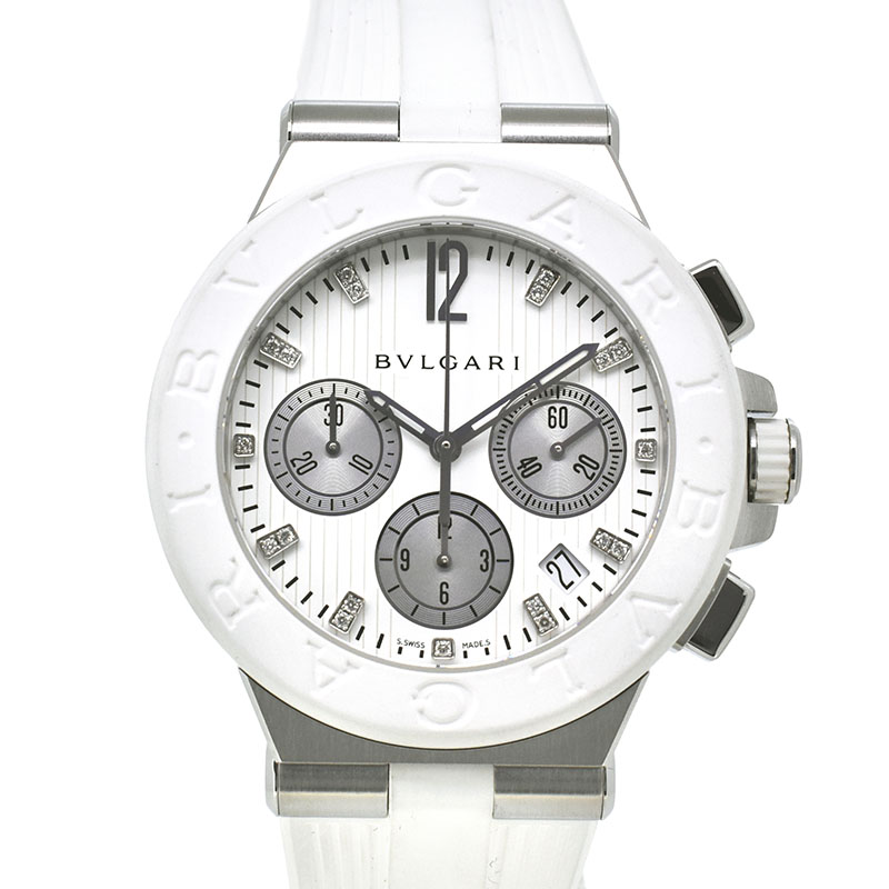ブルガリ　BVLGARI　ディアゴノ クロノグラフ　DG40WSWVDCH/11　ホワイト　40mm　USED　中古
