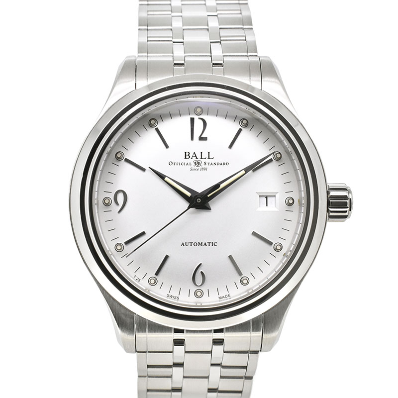 ボールウォッチ　BALL　トレインマスター ストリームライナー 　NM1060D-SJ-WH  シルバー　SS　39mm　USED　中古