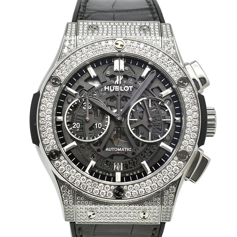 ウブロ　HUBLOT　クラシックフュージョン アエロ クロノグラフ パヴェダイヤ　525.NX.0170.LR.1704　45mm　USED　中古