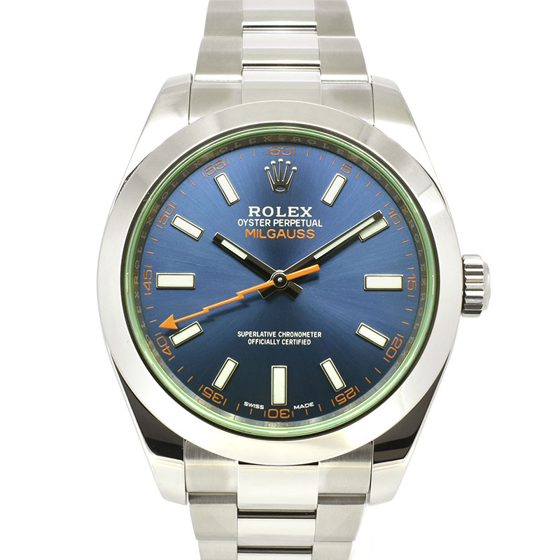 ロレックス　ROLEX　ミルガウス　116400GV　Zブルー　グリーンガラス　国内正規品　USED　中古