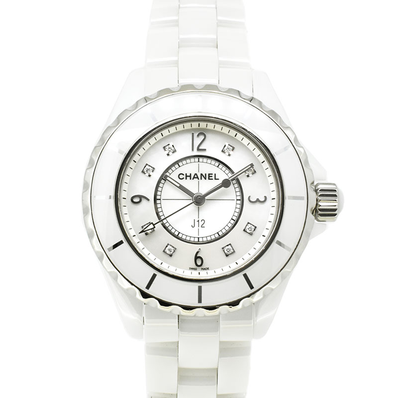 シャネル　CHANEL　J12　33mm　レディース　H2422　ホワイト　8Pダイヤ　シェル　USED　中古