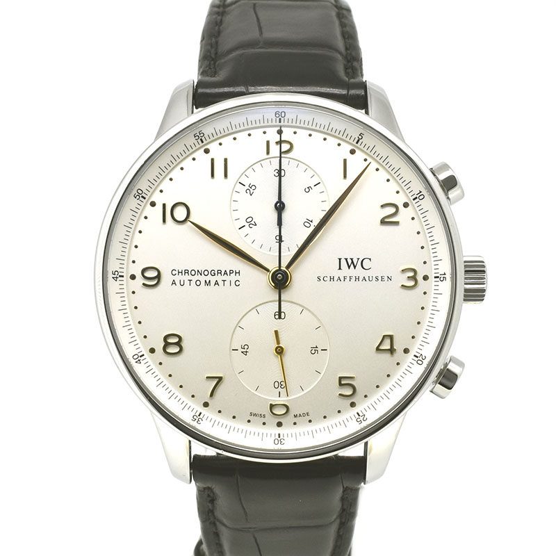 IWC　ポルトギーゼ クロノグラフ　IW371445　シルバー　金針　Dバックル　自動巻　41mm　USED　中古
