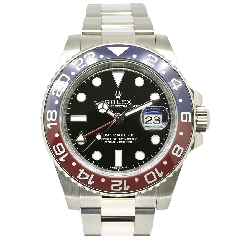 ロレックス　ROLEX　GMTマスター2　Ref.116719BLRO　18KWG　赤/青ベゼル　ブラック　40mm　USED　中古