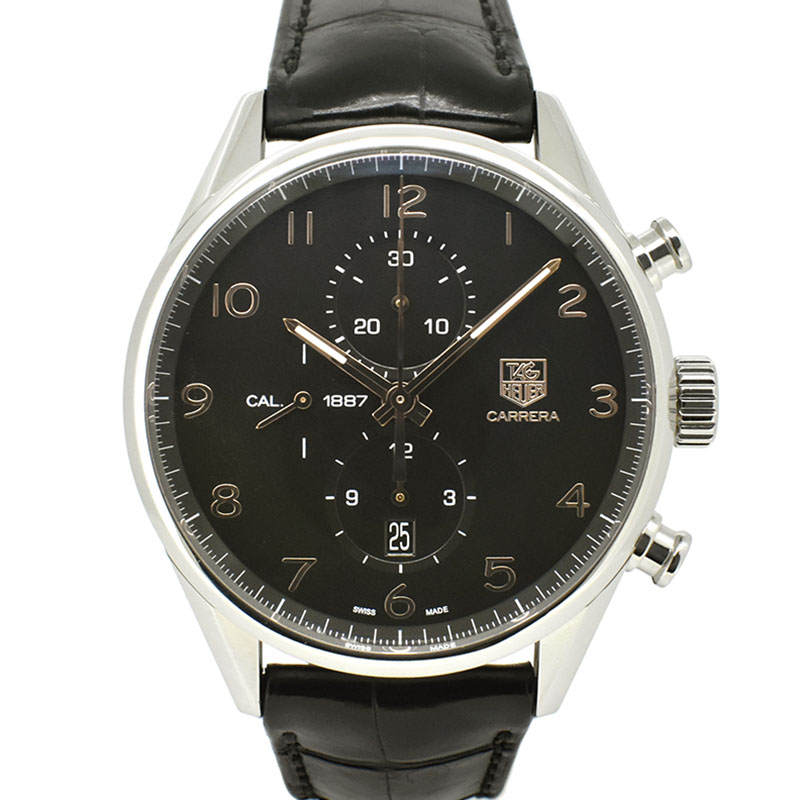 タグホイヤー　TAG HEUER　カレラクロノ キャリバー1887　CAR2014.FC6235　ブラック　金針　革ベルト　43mm　USED　中古