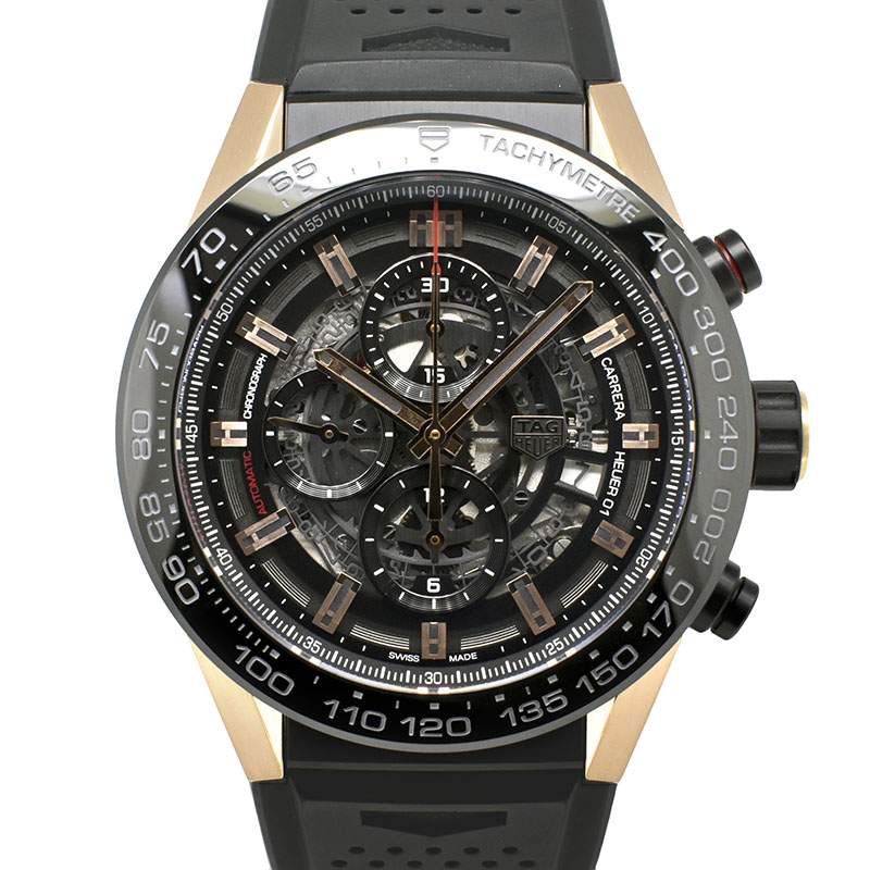 タグホイヤー　TAG HEUER　カレラ クロノグラフ キャリバー ホイヤー01　CAR2A5A.FT6044　ブラック　ラバー　45mm　USED　中古