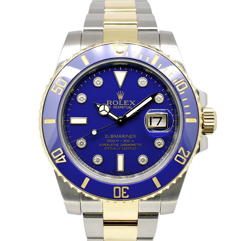 ロレックス　ROLEX　サブマリーナデイト　Ref.116613GLB　ブルー　SS×YG　8Pダイヤ　V番ルーレット　40mm　USED　中古