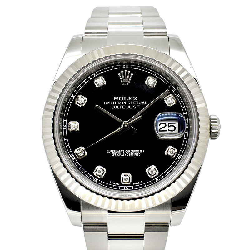 ロレックス　ROLEX　デイトジャスト41　126334G　10Pダイヤ　ブラック　USED　中古