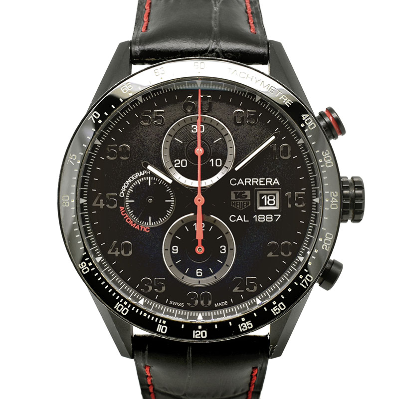 タグホイヤー　TAG HEUER　カレラ1887 クロノグラフ レーシング　CAR2A80.FC6237　チタン　PVD　革ベルト　43mm　USED　中古