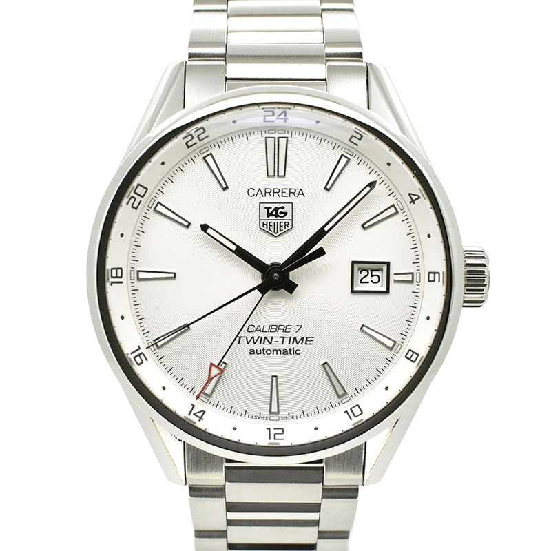 タグホイヤー　TAG HEUER　カレラ ツインタイム　WAR2011.BA0723　キャリバー7　SS　シルバー　41mm　USED　中古