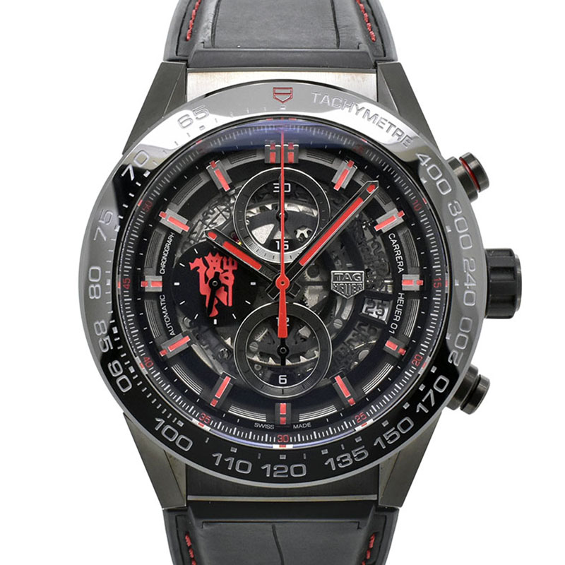 タグホイヤー　TAG HEUER　カレラ　クロノグラフ　キャリバーホイヤー01　マンチェスターユナイテッド　CAR2A1J.FC6400　45mm　USED　中古