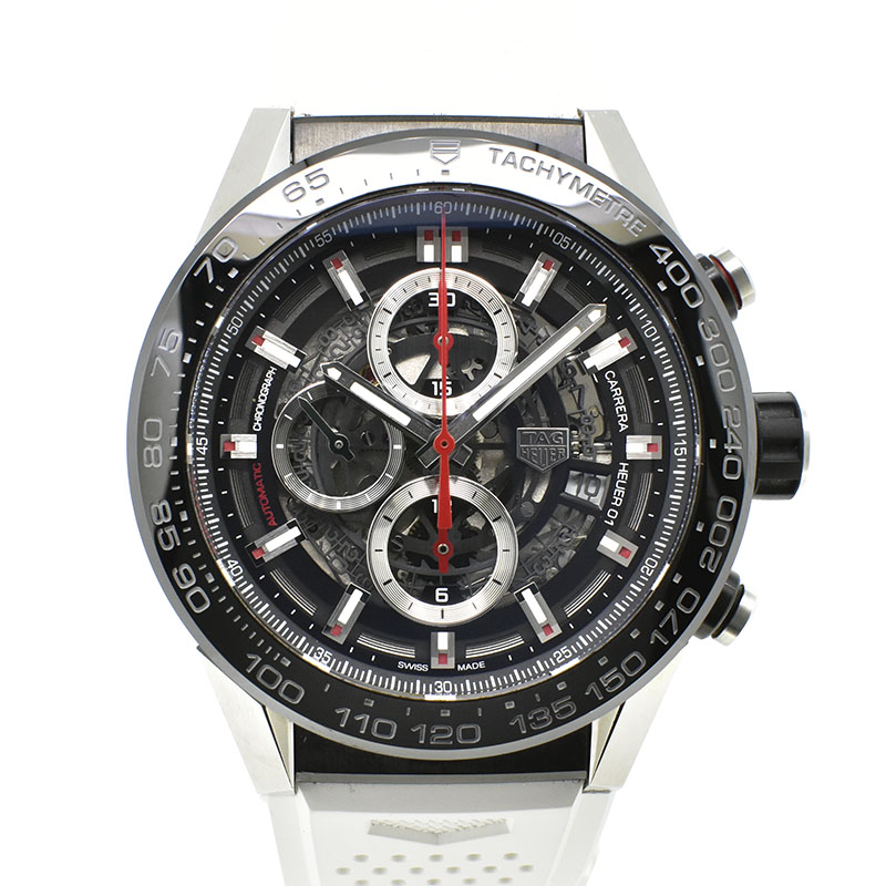 タグホイヤー　TAG HEUER　カレラ キャリバー ホイヤー01 ブラック ラバー　CAR2A1Z.FT6044　45mm　USED　中古