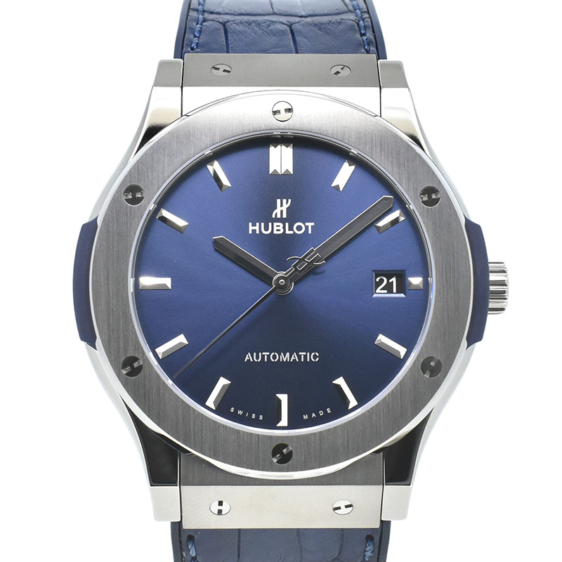 ウブロ　HUBLOT　クラシックフュージョン　チタニウム　511.NX.7170.LR　ブルー　45mm　USED　中古