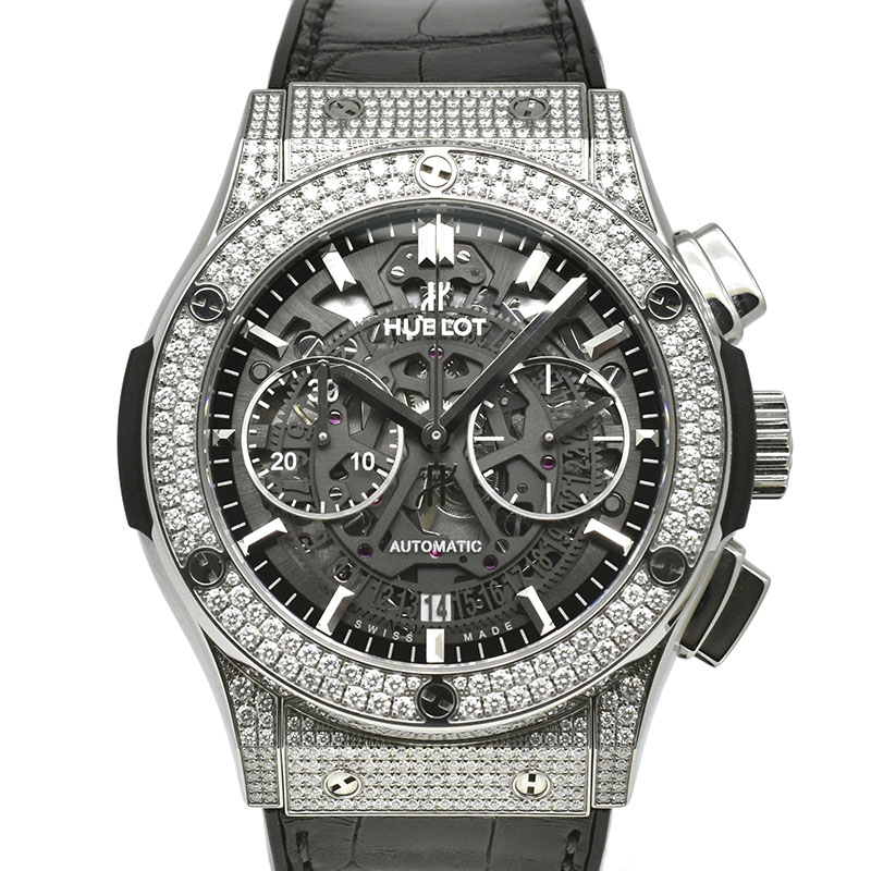 ウブロ　HUBLOT　クラシックフュージョン アエロ クロノグラフ パヴェダイヤ　525.NX.0170.LR.1704　45mm　USED　中古