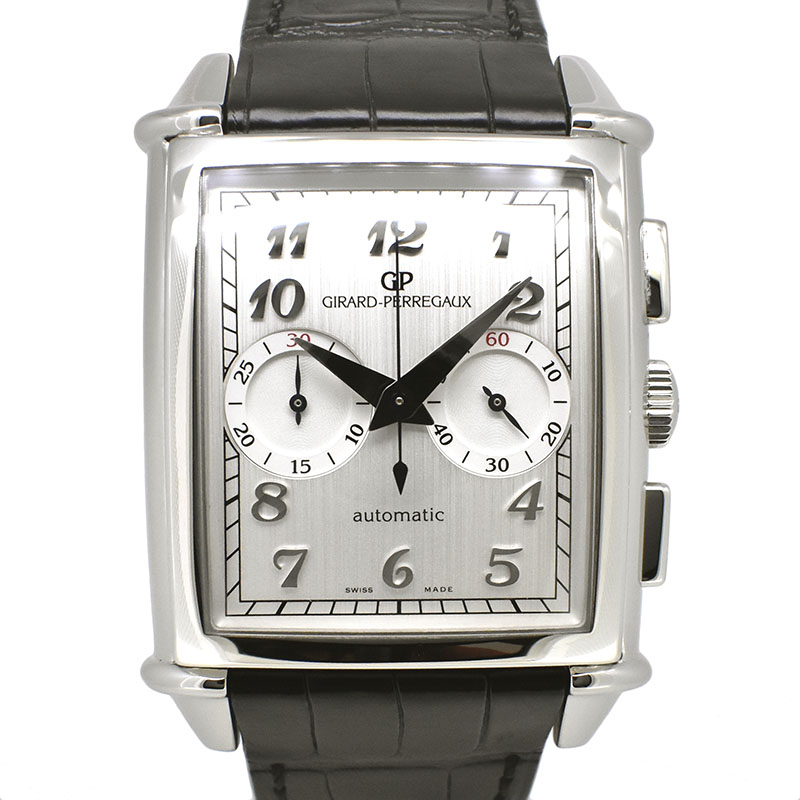 ジラール・ペルゴ　GIRARD PERREGAUX　ヴィンテージ1945 XXL クロノグラフ　25883-11-121-BB6C　SS　52×36mm　シルバー　革ベルト　USED  中古