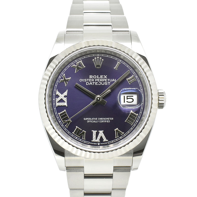 ロレックス　ROLEX　デイトジャスト36　126234　オーベルジーヌ　VI・IXダイヤ　36mm　国内正規品　未使用品