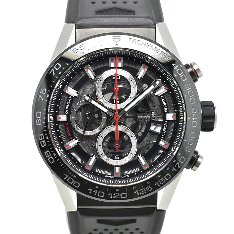 タグホイヤー　TAG HEUER　カレラ キャリバー ホイヤー01　CAR2A1Z.FT6044　ブラック　ラバー　45mm　USED　中古