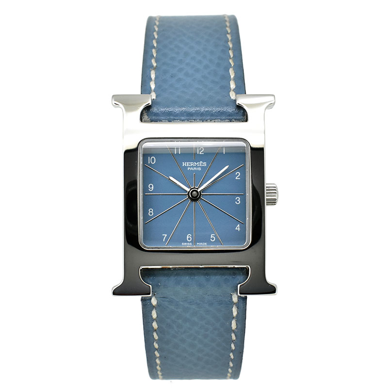 エルメス　HERMES　Hウォッチ　HH1.210.631　クォーツ　ブルー　SS　30×24.5mm　USED　中古