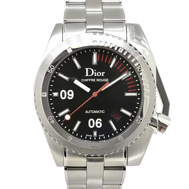 クリスチャン ディオール　DIOR　シフルルージュ D01　CD085510　42mm　ブラック　SS　USED　中古