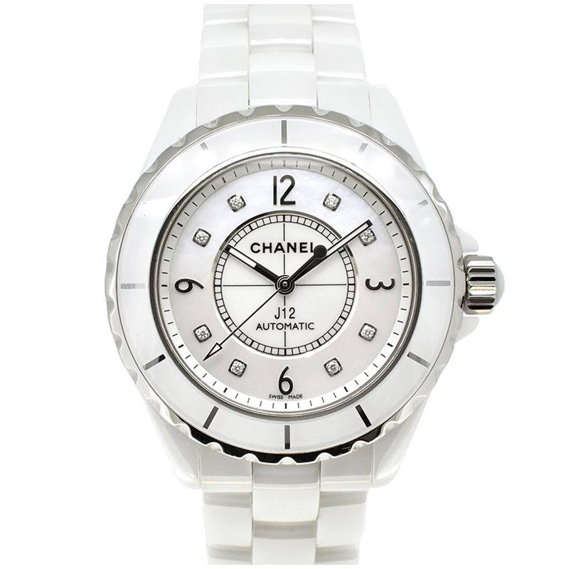 シャネル　CHANEL　J12　H2423　38mm　8Pダイヤ　ホワイトシェル　自動巻き　USED　中古