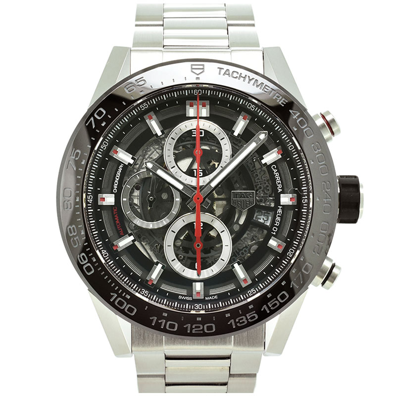 タグホイヤー　TAG HEUER　カレラ クロノグラフ キャリバー ホイヤー01 ブラック　CAR2A1W.BA0703　45mm　USED　中古