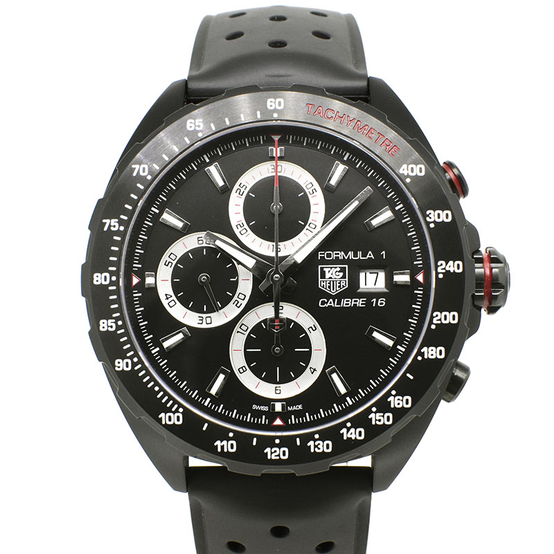 タグホイヤー　TAG HEUER　フォーミュラ1 クロノグラフ　CAZ2011.FT8024　ブラック　SS　ラバーベルト　44mm　USED　中古