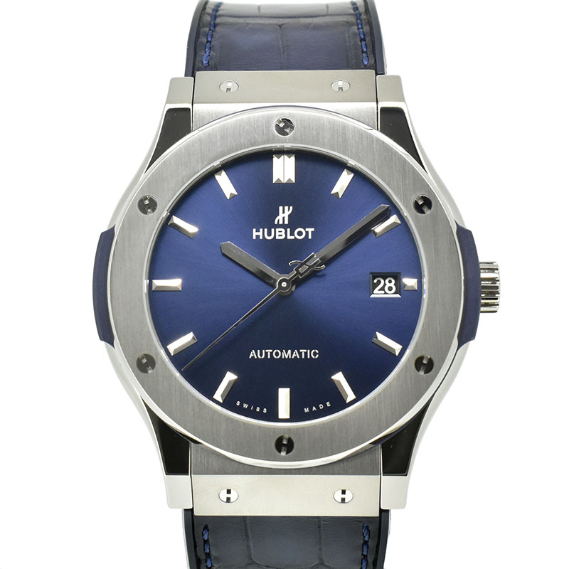 ウブロ　HUBLOT　クラシックフュージョン　チタニウム　511.NX.7170.LR　ブルー　45mm　USED　中古