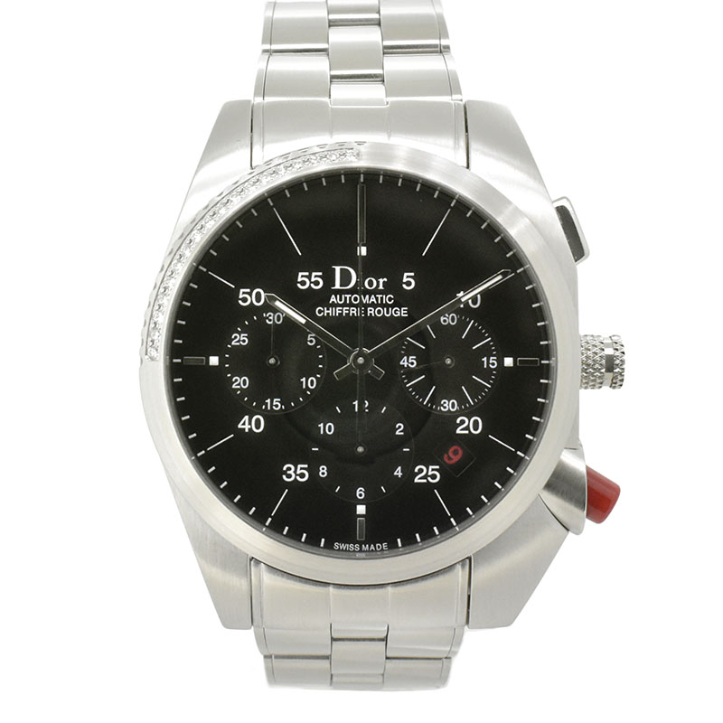 ディオール　DIOR　シフル ルージュ クロノグラフ　CD084612　38mm　ブラック　1/4ダイヤベゼル　SS　USED　中古