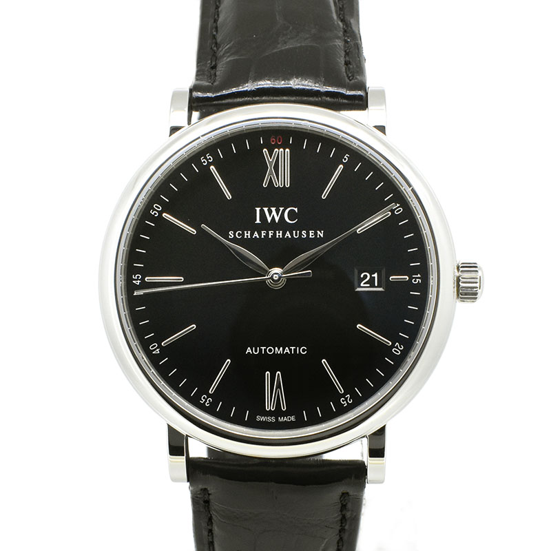 IWC　ポートフィノ　IW356502　SS　40mm　ブラック　革ベルト　USED　中古
