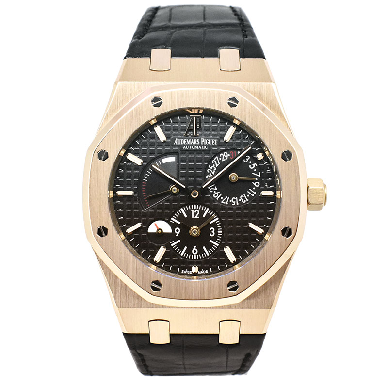 オーデマ・ピゲ　AUDEMARS PIGUET　ロイヤルオーク デュアルタイム　26120OR.OO.D002CR.01　18KPG　革ベルト　ブラック　USED　中古