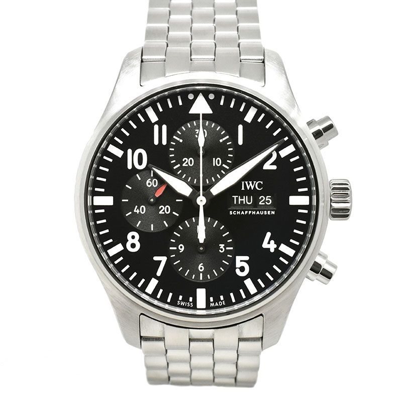 IWC　パイロットウォッチ クロノグラフ　IW377710　デイデイト　SS　ブラック　43mm　自動巻　USED　中古