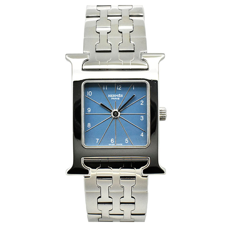 エルメス　HERMES　Hウォッチ　HH1.210　ブルー　30×21mm　USED　中古