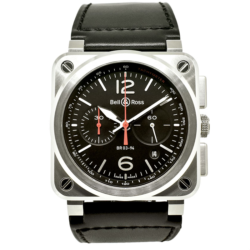 ベル＆ロス　BELL＆ROSS　BR03-94 ブラックスティール　BR0394-BLC-ST/SCA　SS　42mm　ブラック　USED　中古