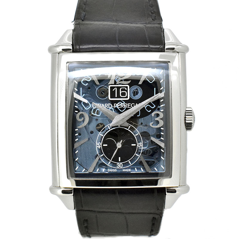 ジラール・ペルゴ　GIRARD PERREGAUX　ヴィンテージ1945 XXL ラージ デイト&ムーンフェイズ　25882-11-421-BB4A　SS　革ベルト　36.1×35.25mm　USED  中古