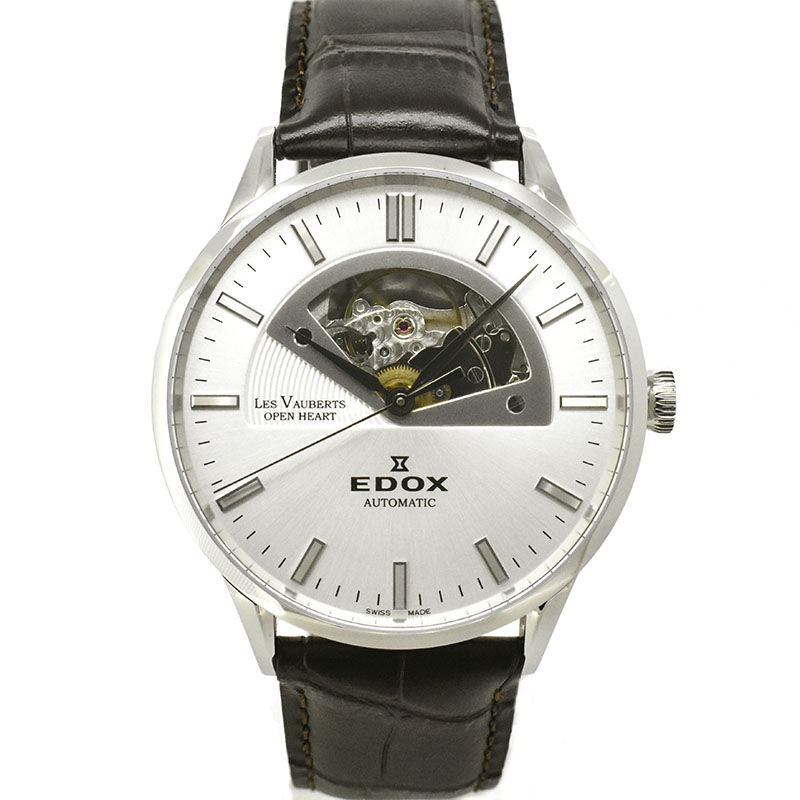 エドックス　EDOX　レ・ヴォベール オープンハート　85014-3-AIN　43mm　シルバー　USED　中古