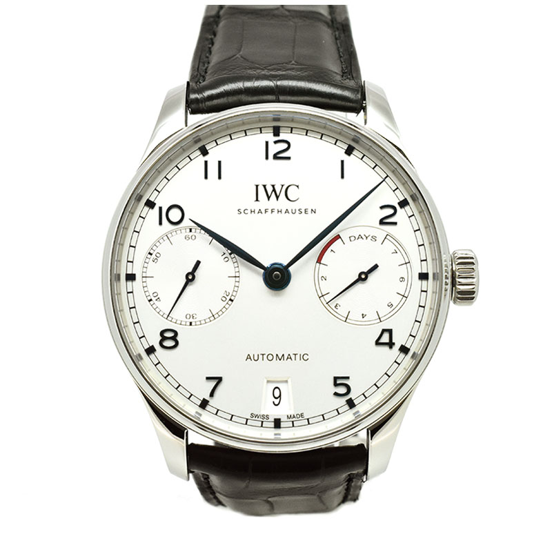 IWC　ポルトギーゼ オートマティック 7デイズ　IW500705　シルバー　青針　SS　革ベルト　42.3mm　USED　中古