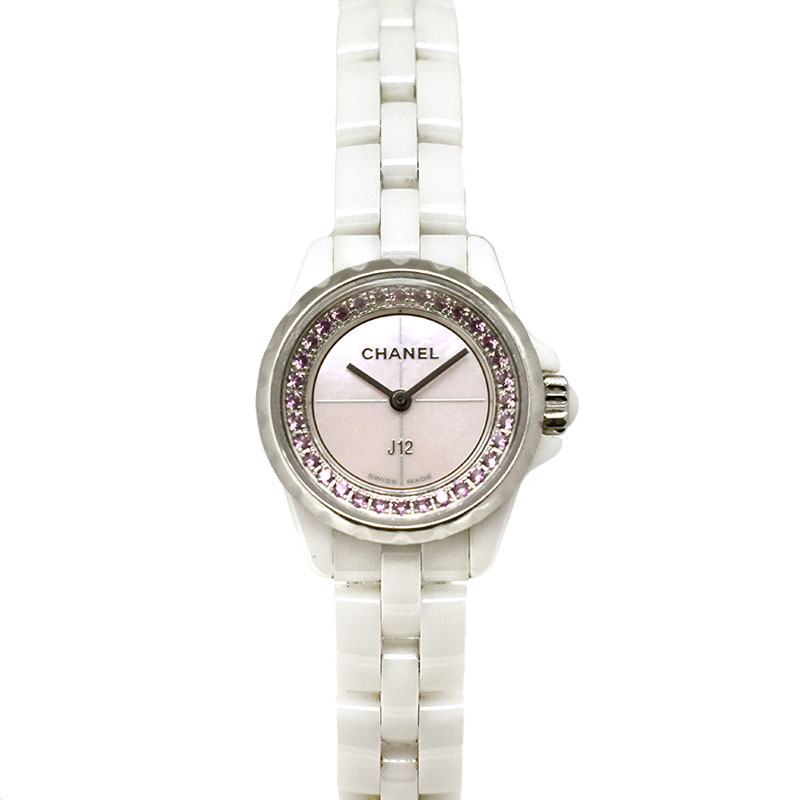 シャネル　CHANEL　J12 XS　H5512　19mm　ピンクサファイア　レディース　ホワイトセラミック　クォーツ　世界1200本限定　USED　中古