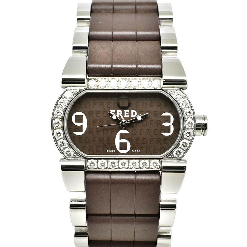 フレッド　FRED　ムーブ1 ベゼルダイヤ　FD012111　レディース　ブラウン　21×32.5mm　USED　中古