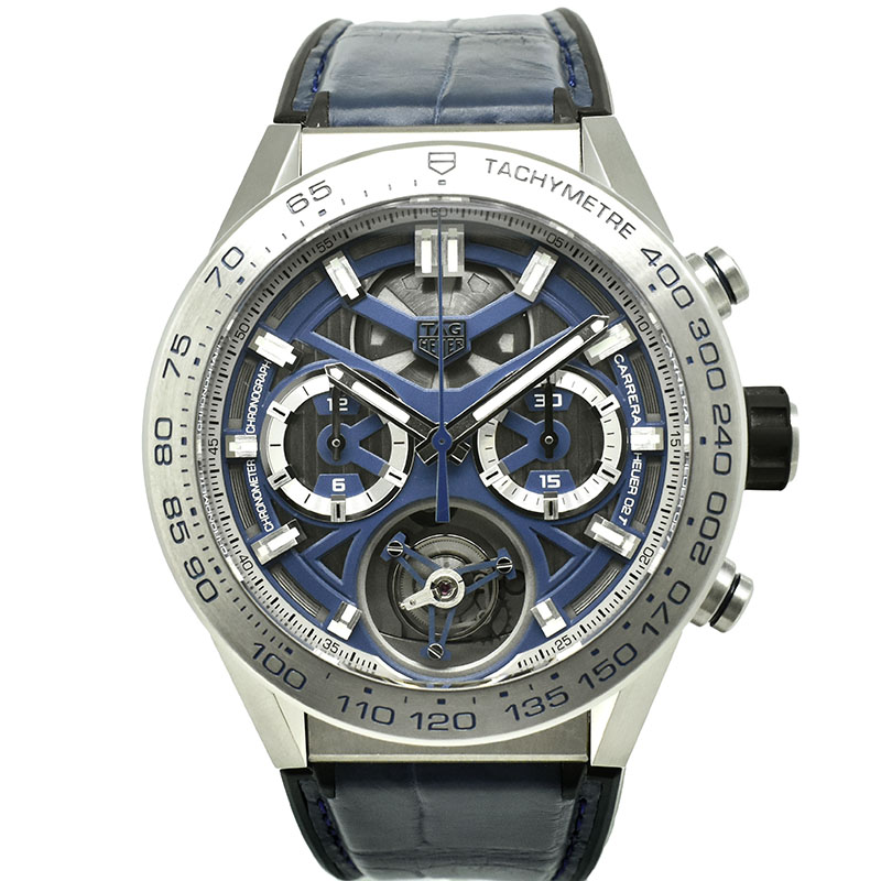 タグホイヤー　TAG HEUER　カレラ ホイヤー02T トゥールビヨン ブルーエディション　CAR5A8H.FC6448　日本50本限定　45mm　USED　中古　